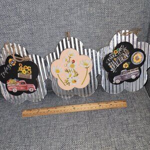 Sunflower Vintage Trucks & Daisy/ Lady Bug Metal Country Wall Decor. Set of 3